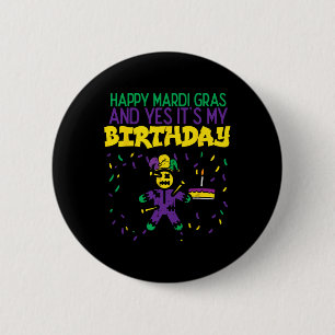 ハッピーマルディグラYesマイ誕生日ブデイパーティーメンズwo 缶バッジ