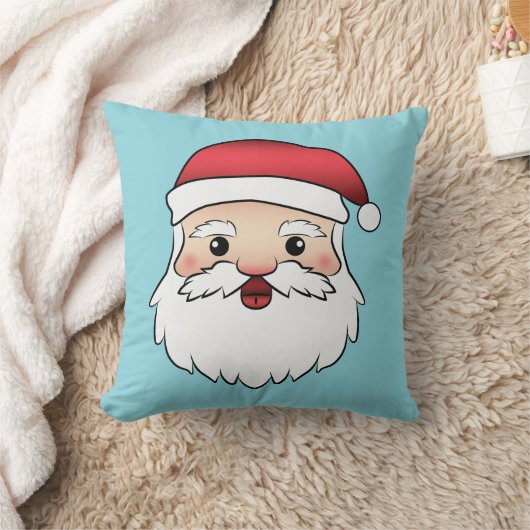 ハッピーマンガサンタクロースが青に向かう クッション (ブランケット)