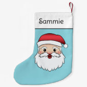 ハッピーマンガサンタクロースが青に向かう スモールクリスマスストッキング (裏面)