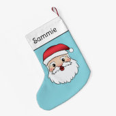 ハッピーマンガサンタクロースが青に向かう スモールクリスマスストッキング (裏面 (吊り時))