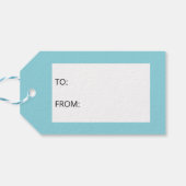 ハッピーマンガサンタクロース頭オンブルーと文字 ギフトタグ (裏面横)