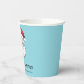 ハッピーマンガサンタクロース頭オンブルーと文字 紙コップ (左)