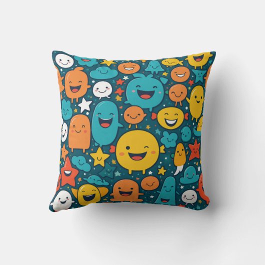 ハッピーマンガ顔柄まくら クッション (裏面)