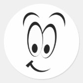 ハッピーマンガ顔 ラウンドシール (正面)