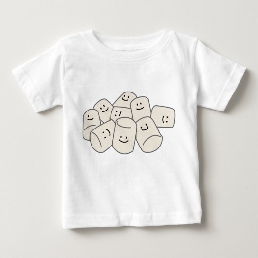 ハッピーマーシュマロ仲間スティッキーパフ甘い友人 ベビーTシャツ (正面)