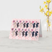 ハッピーマーチングラブラドール誕生日 カード (黄色い花)