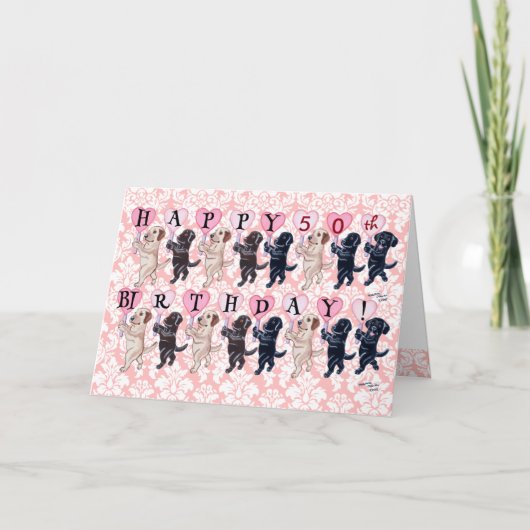 ハッピーマーチングラブラドール誕生日 カード (正面)