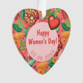 ハッピーマーチ女子デイドーナツフラワーパーソナライズ オーナメント (正面)