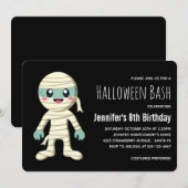 ハッピーミイラのハロウィン モンスターの誕生日 招待状 (正面/裏面)