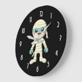 ハッピーミイラカワイトハロウィーンモンスタースケッチ ラージ壁時計 (傾斜)