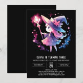 ハッピーミニマリストウィザード誕生日 招待状 (正面/裏面)