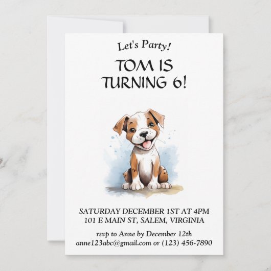 ハッピーミニマルピットブルピットブルテリアドッグ 招待状 (正面)