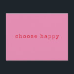 ハッピーミニマル感動的リストピンクを選択 ポストカード<br><div class="desc">Chooseハッピーミニマルレトロタイポグラフィブライトピンクと赤ポストカード</div>