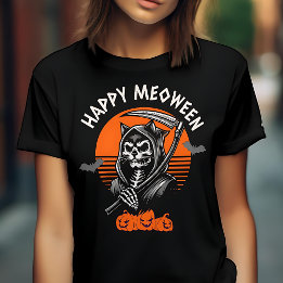 ハッピーミャオウィン スプーキー 死神 猫 ハロウィン Tシャツ
