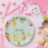 ハッピーミュエレガントーウォータカラーカクテル誕生日 ペーパープレート (パーティー)