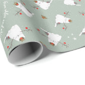 「ハッピーミュー年！」 スノーキャットカスタムラッピング紙 ラッピングペーパー (ロールコーナー)