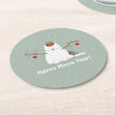 「ハッピーミュー年！」 スノーキャット ラウンドペーパーコースター (アングル)