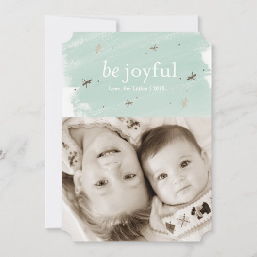 ハッピーミント水の色の休日の写真5x7カード シーズンカード (正面)