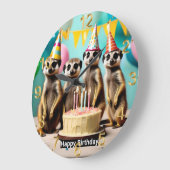 ハッピーミーキャットバースデー ラージ壁時計 (傾斜)