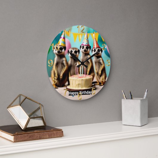 ハッピーミーキャットバースデー ラージ壁時計 (オフィス)
