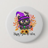 ハッピームーウィーンブラックウィッチキャット 缶バッジ (正面)