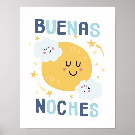 ハッピームーン&スター子供部屋アートinポスタスペインのー ポスター (正面)