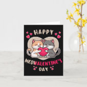ハッピーメオバレンタインデー独身女子猫好き カード (黄色い花)