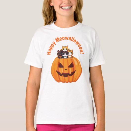 ハッピーメオワロウィーンハロウィーンキテンス Tシャツ (正面)