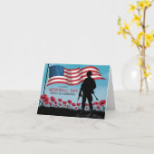 ハッピーメモリアルデーレッドポピー軍隊フォールディング カード (黄色い花)