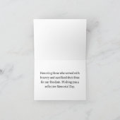 ハッピーメモリアルデーレッドポピー軍隊フォールディング カード (内部)