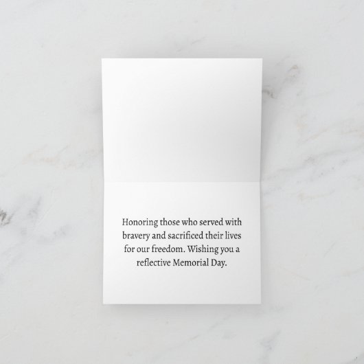 ハッピーメモリアルデーレッドポピー軍隊フォールディング カード (内部)