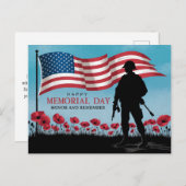 ハッピーメモリアルデーレッドポピー軍隊 ポストカード (正面/裏面)