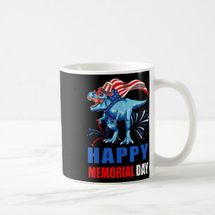 ハッピーメモリアルデー7月4日Dinosaur American F コーヒーマグカップ
