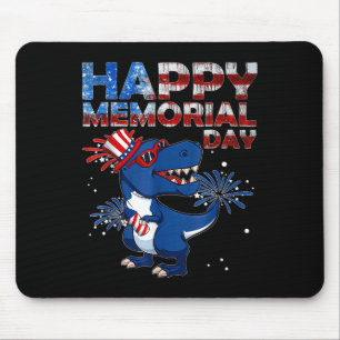 ハッピーメモリアルデー7月4日Dinosaur American F マウスパッド