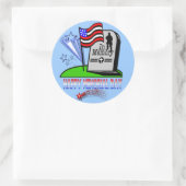 ハッピーメモリアルデー – フラッググラベストーンステッカー ラウンドシール (バッグ)