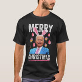 ハッピーメリーおもしろいクリスマスバイデン氏Easのために混乱 Tシャツ (正面)