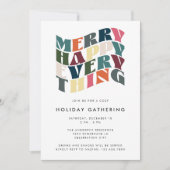 ハッピーメリーオールウェイブタイポグラフィクリスマス 招待状 (正面)