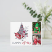 ハッピーメリーキッズファミリーフォトクリスマスホリデー シーズンポストカード (スタンド正面)