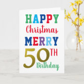 ハッピーメリークリスマス50誕生日カラフル カード (黄色い花)