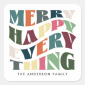 ハッピーメリー全てのグルービーホリデークリスマス スクエアシール (正面)