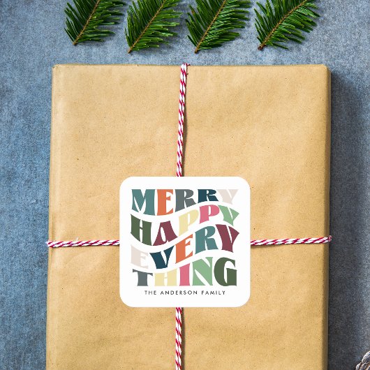 ハッピーメリー全てのグルービーホリデークリスマス スクエアシール