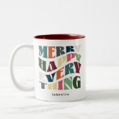 ハッピーメリー全てのグルービーホリデークリスマス ツートーンマグカップ (左)