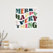 ハッピーメリー全てのグルービーホリデークリスマス ポスター (キッチン)