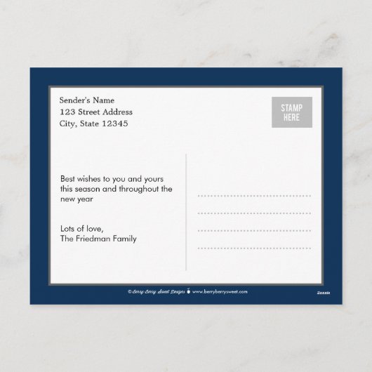 ハッピーメリー編集可能カラーホリデーフォトカード シーズンポストカード (裏面)