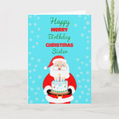 ハッピーメリー誕生日クリスマスサンタシスター カード (正面)