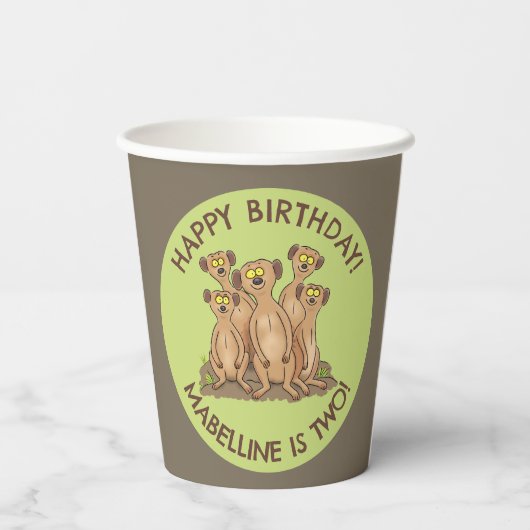 ハッピーメルカパーソナライズされたツ誕生日の漫画 紙コップ (裏面)