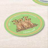 ハッピーメルカート家族の誕生日の漫画 ラウンドペーパーコースター (アングル)