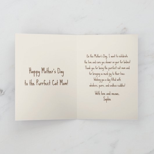 ハッピーメーダーズデイかわいい猫ママ母の日 カード (内部)