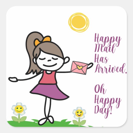 ハッピーメールが届いた。ああハッピーデー！シール スクエアシール (正面)