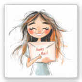 ハッピーメール、女性ステッカー シール (正面)